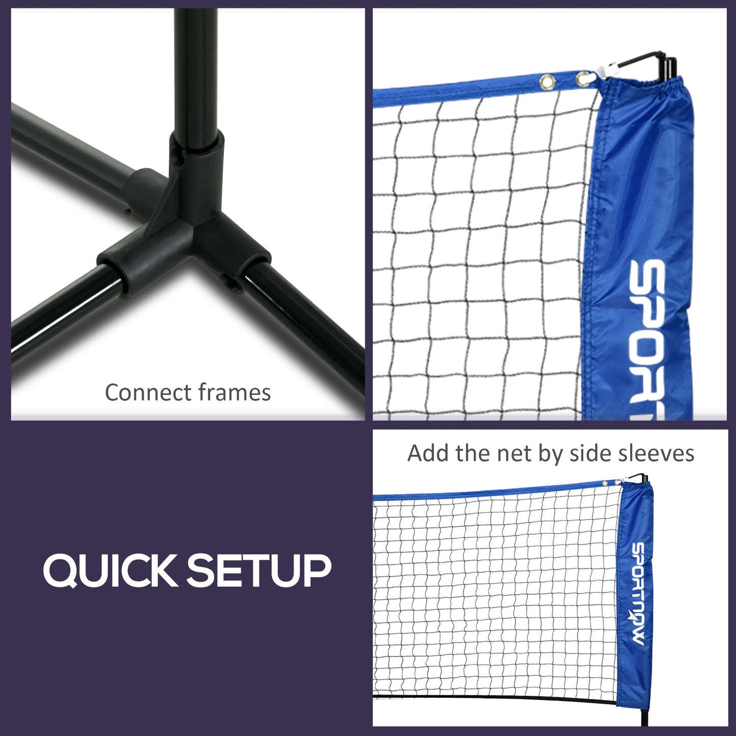 SPORTNOW 3m Badminton Net, Height Adjustable Outdoor Sports Net, with Carry Bag, for Tennis, Pickleball, Volleyball, Blue
