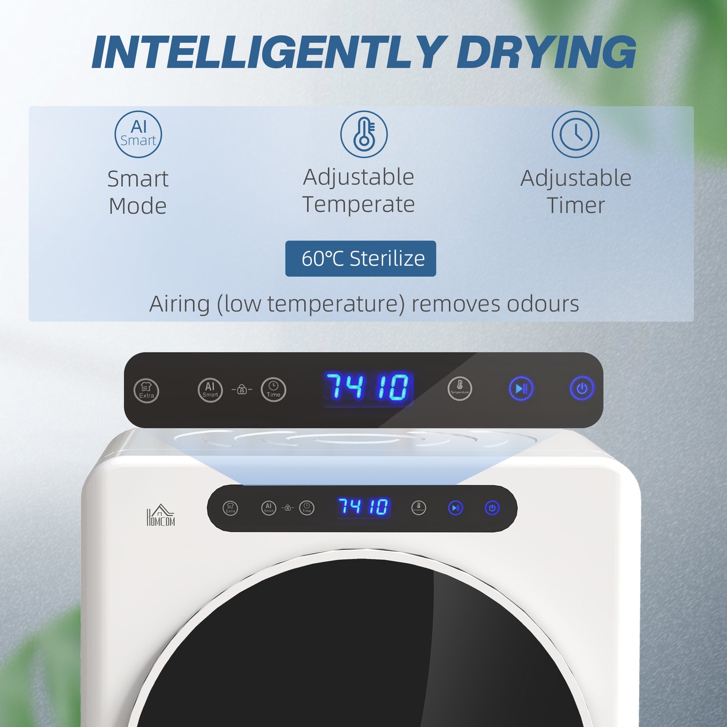 HOMCOM 8kg Vented Tumble Dryer, 1000W Portable Clothes Dryer, 6 Heat Settings, White