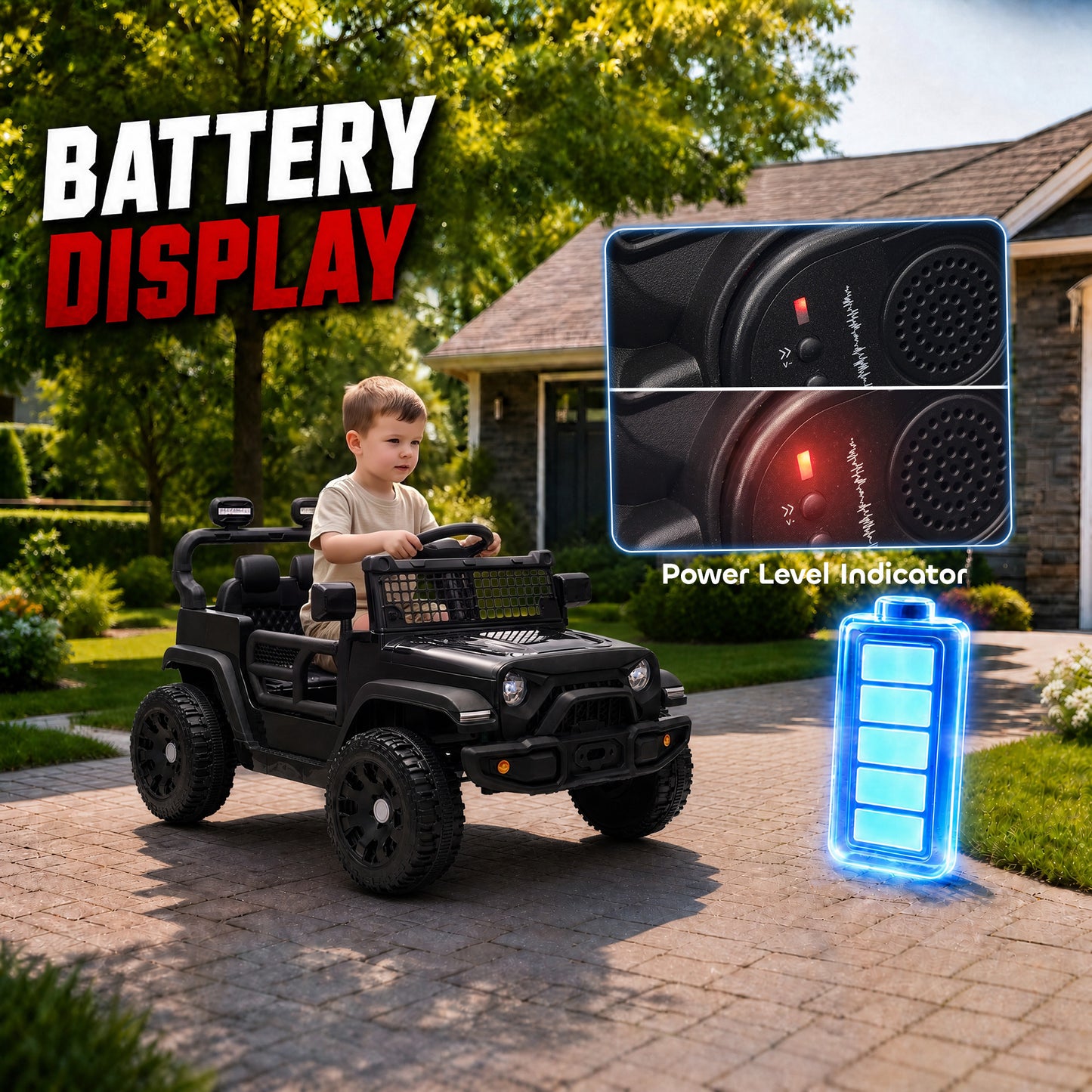 AIYAPLAY 12V Electric Car for Kids with Remote, Dual Motors, Rear Suspension, Soft Start, Music, Lights for 3-8 Years, Black