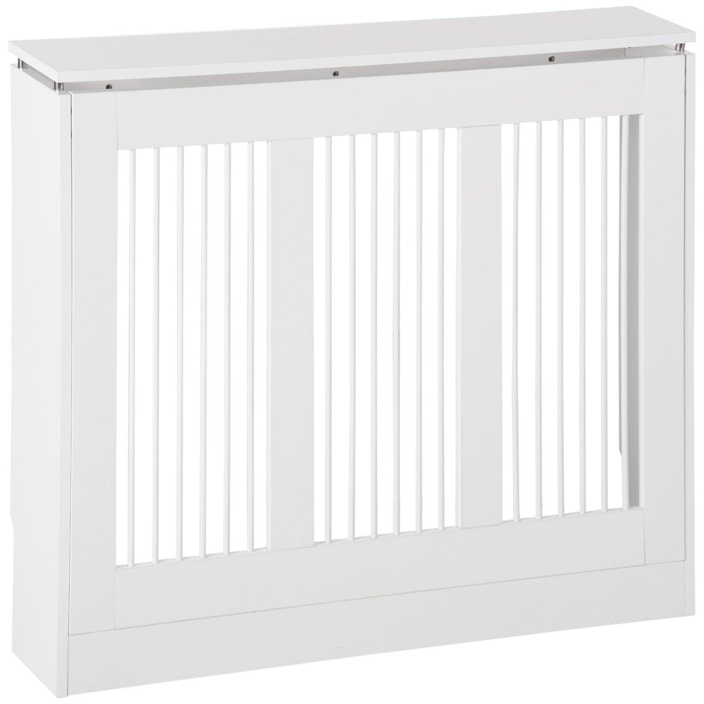 HOMCOM Radiator Cover Vertical Slatted Grille Heater Cover Top Shelf MDF Steel for Heat Circulation 90 x 18 x 84 cm White