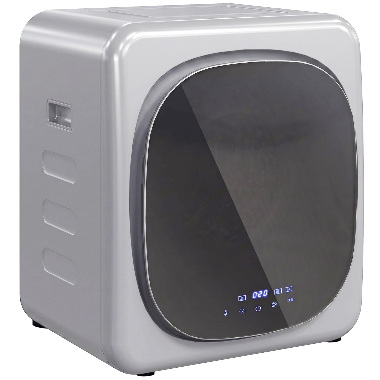 HOMCOM 2.5kg Vented Tumble Dryer with Smart Mode, 800W Compact Tumble Dryer with Stainless Steel Tub, Silver Tone