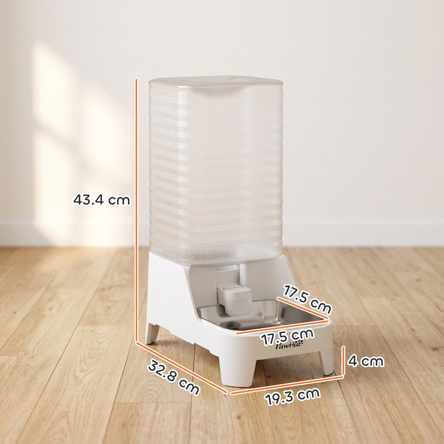 PawHut Automatic Pet Water Dispenser, 8L Gravity Dog Water Dispenser with Patented Tap, Stainless Steel Bowl, White