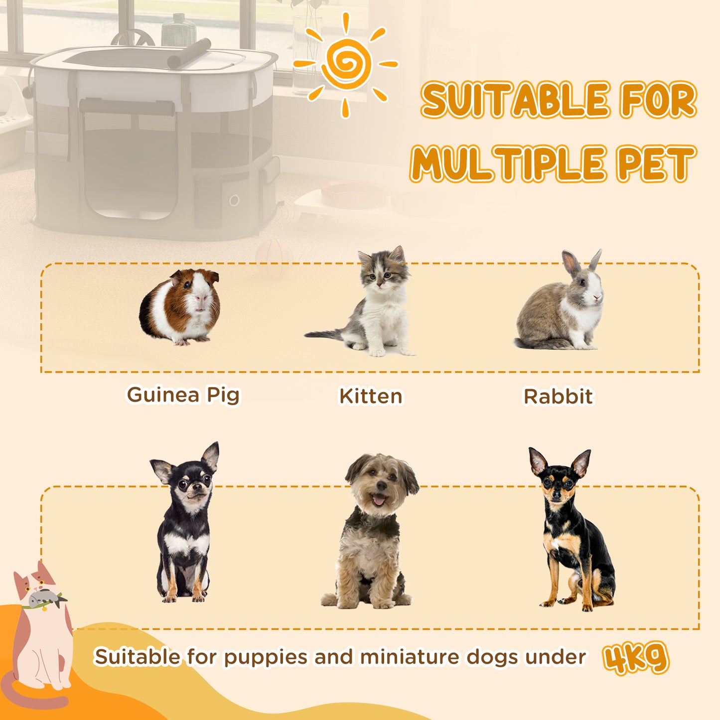 PawHut Foldable Dog Pen with Storage Bag for Indoor/Outdoor Use Grey - Small