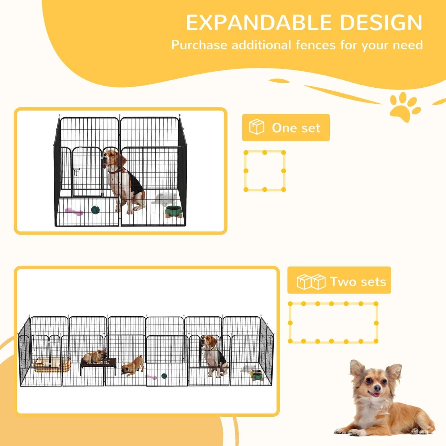 PawHut 4 Sizes Dog Pens Pet Puppy PlayPen Rabbit Puppy Cage Folding Run Fence Garden Metal Hutch