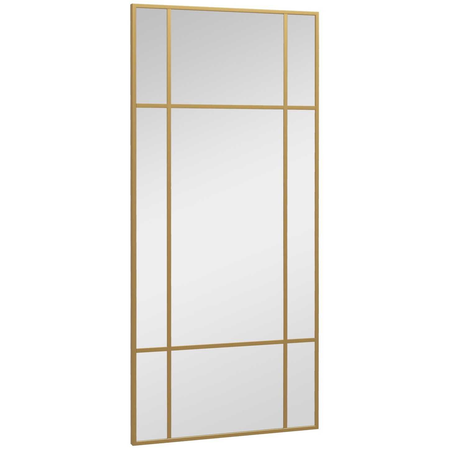 HOMCOM Rectangle Wall Mirror, 110 x 50cm Window Style Vanity Mirror with Metal Frame, Decorative Hanging Mirror for Living Room, Bedroom, Entryway, Gold Tone