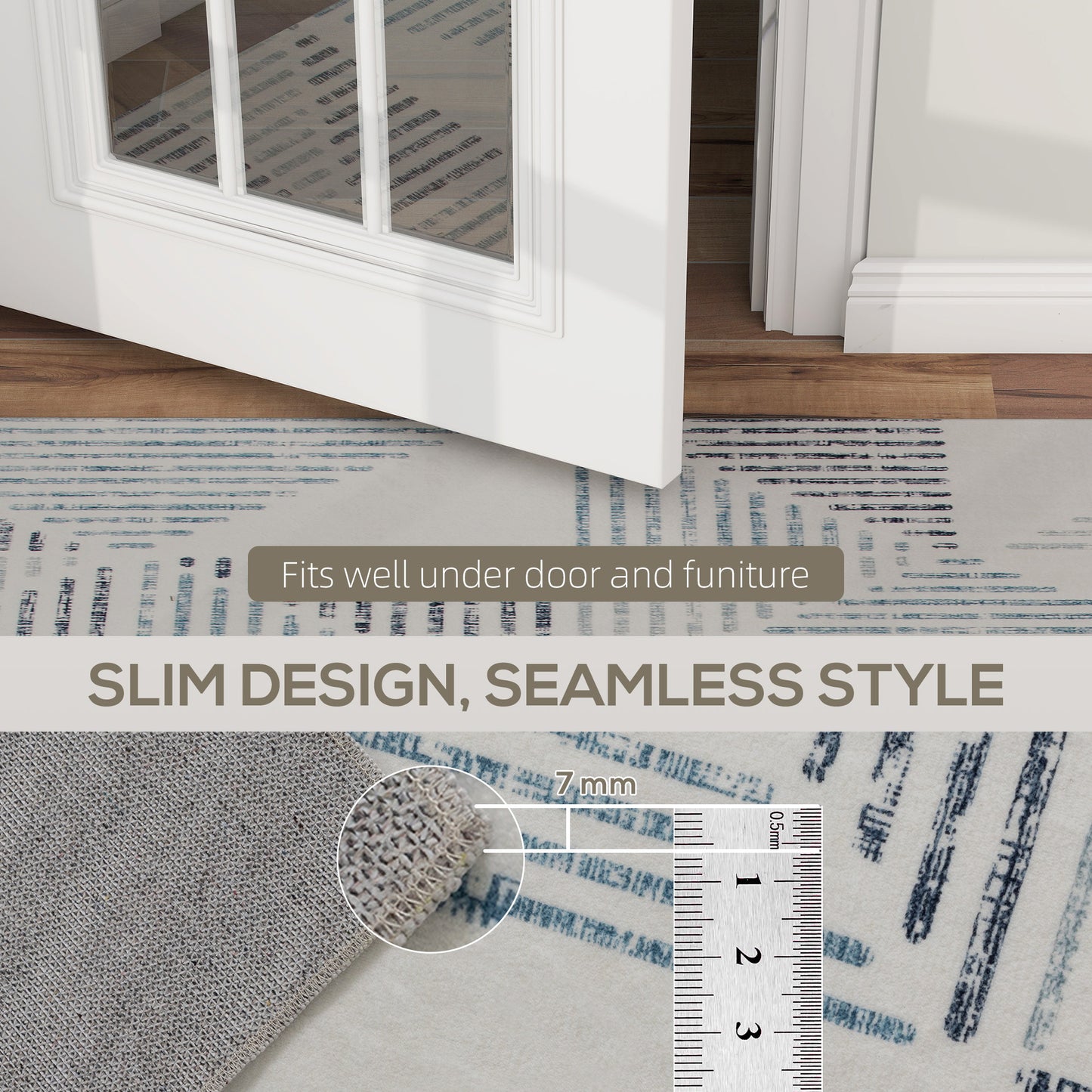 HOMCOM Modern Area Rug, Geometric Pattern, Non-Slip Washable Carpet, Soft for Living Room, Bedroom, Office, 290x200 cm, Multi-Coloured