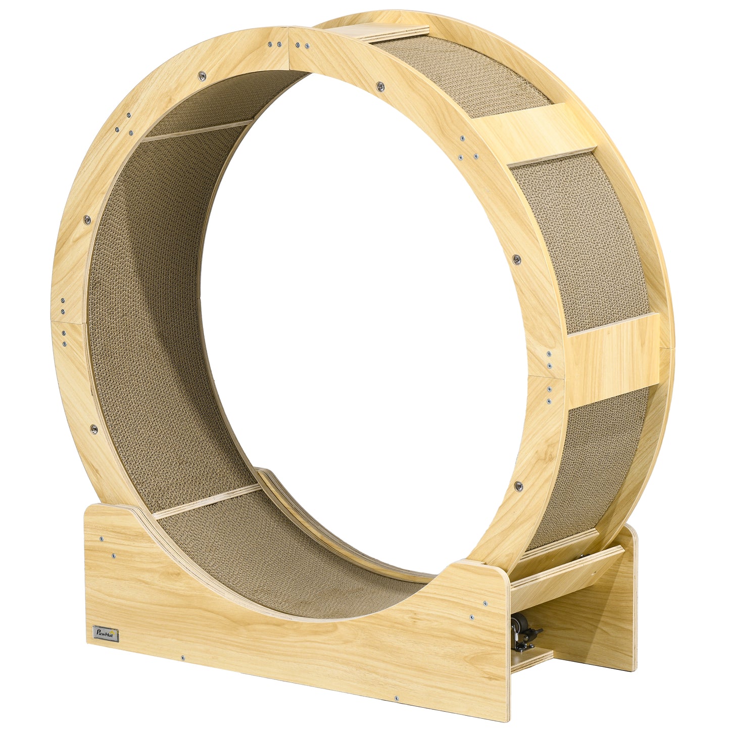PawHut Cat Wheel with Brake Scratching Pads Oak