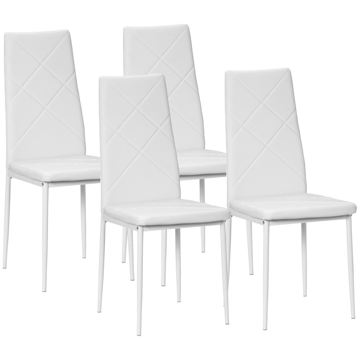 HOMCOM Faux Leather Dining Chairs Set of 4 - White