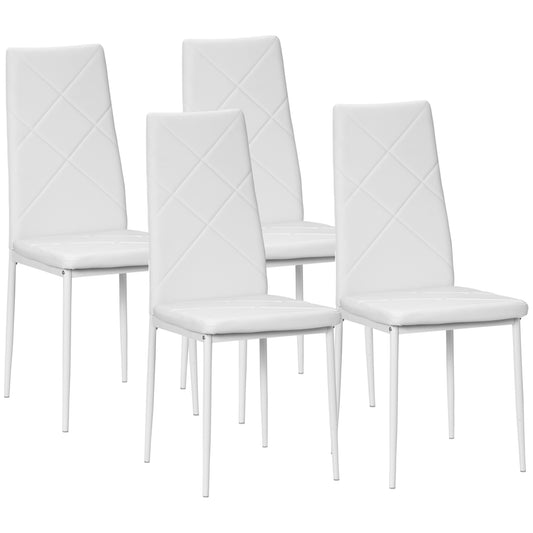 HOMCOM Faux Leather Dining Chairs Set of 4 - White