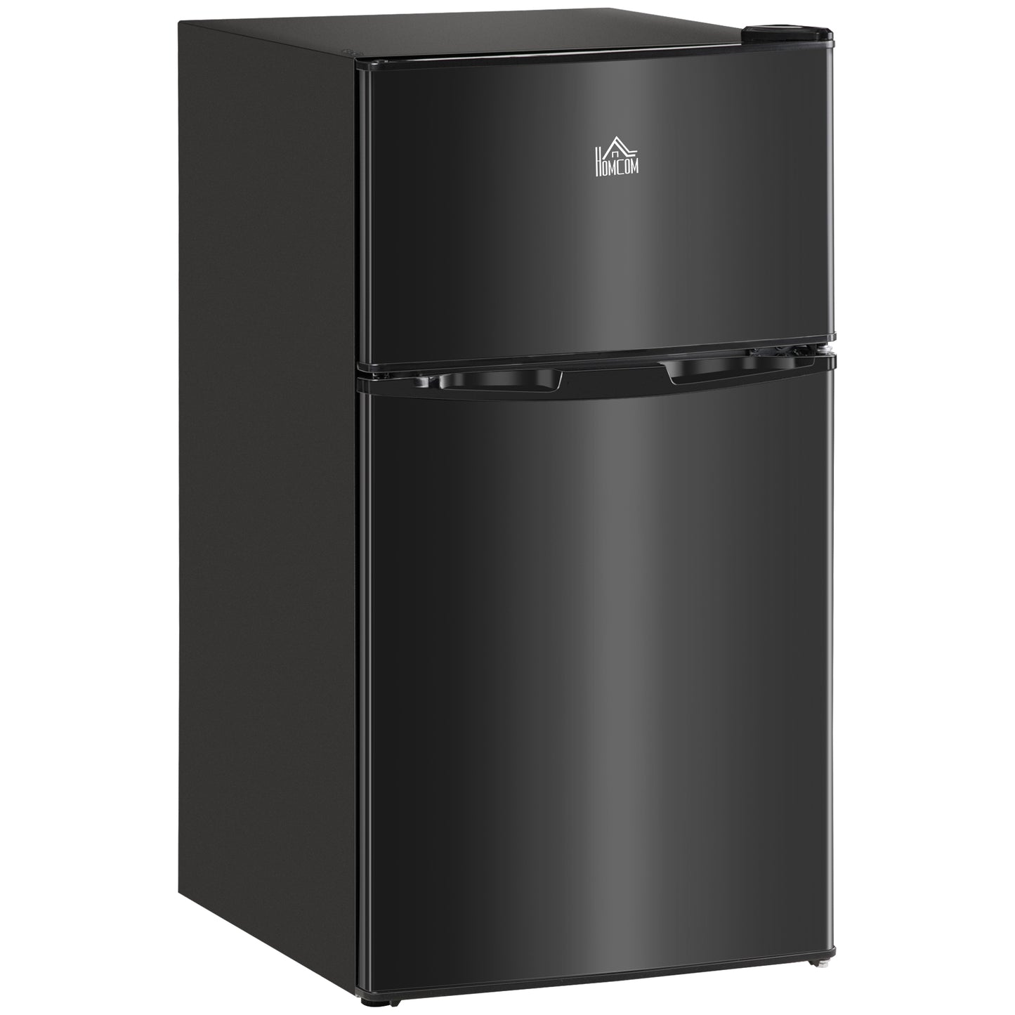 HOMCOM 88L Under Counter Fridge Freezer, 2 Door Small Refrigerator with 5-Setting Thermostat, 3 Star Freezer Rating, Black