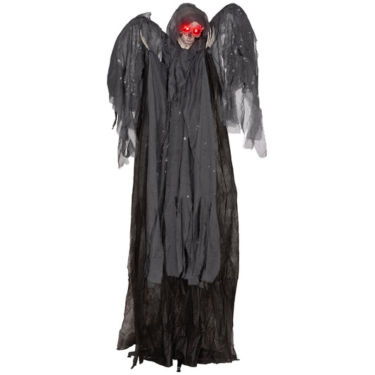 HOMCOM 195cm Winged Grim Reaper Halloween Animatronic with Sound, Lights, and Effects