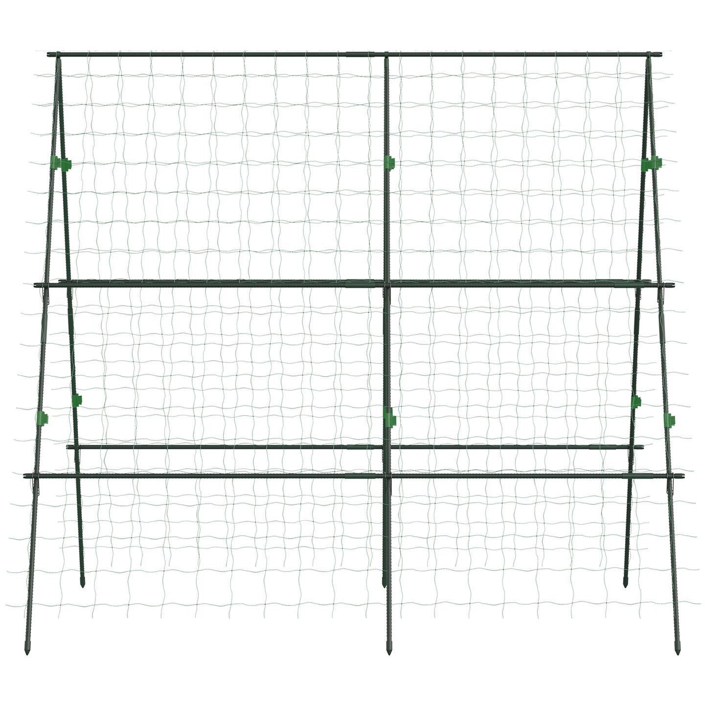 Outsunny Garden Cucumber Trellis A-Frame Plant Support with Climbing Net, Adjustable for Raised Beds, Vegetables, Flowers, Fruit, Green