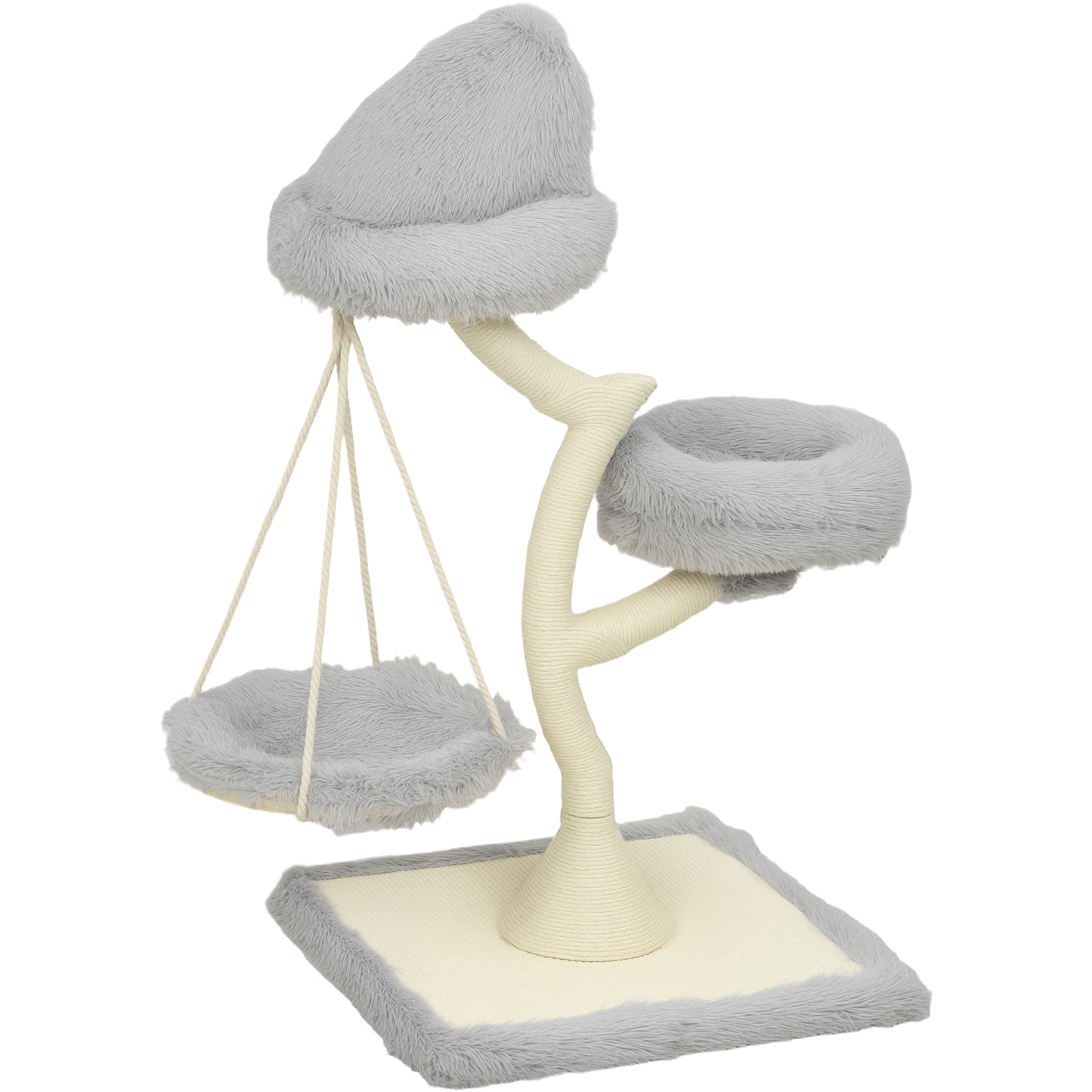 PawHut 115 cm Modern Cat Tree Tower for Large Cats with Sisal Scratching Post, Holds 1 Cat up to 6kg, Machine-Washable Beds