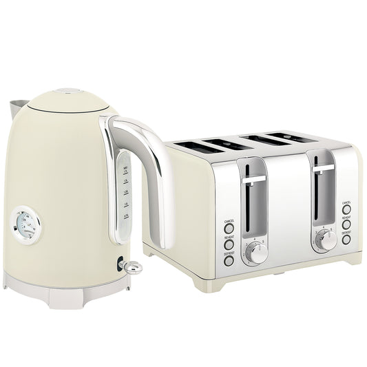 HOMCOM Retro 3000W Kettle and Toaster Set - Grey