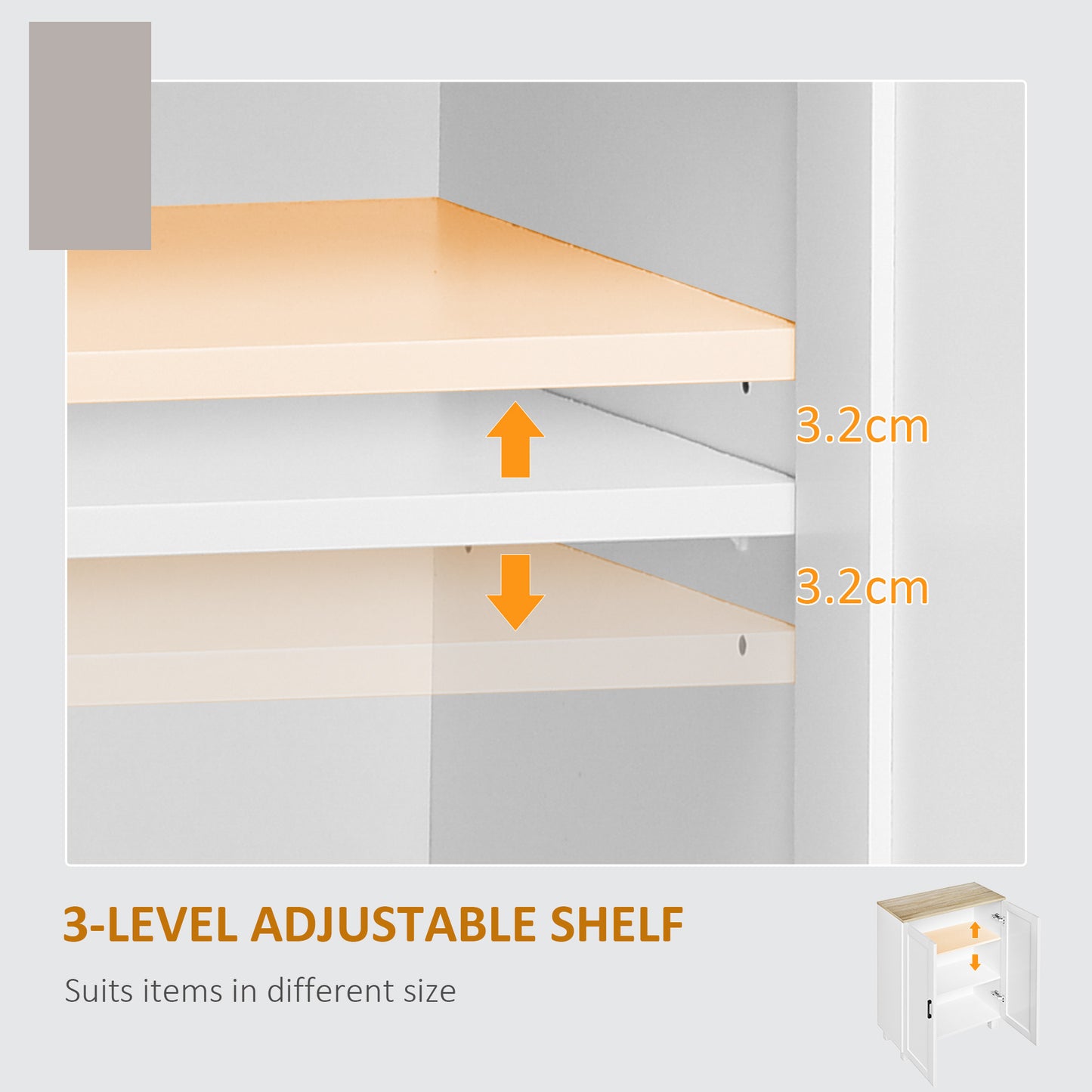 HOMCOM Nordic Sideboard Storage Cabinet with Adjustable Shelf Coffee Bar Cabinet Two Doors 60 x 30 x 90 cm White