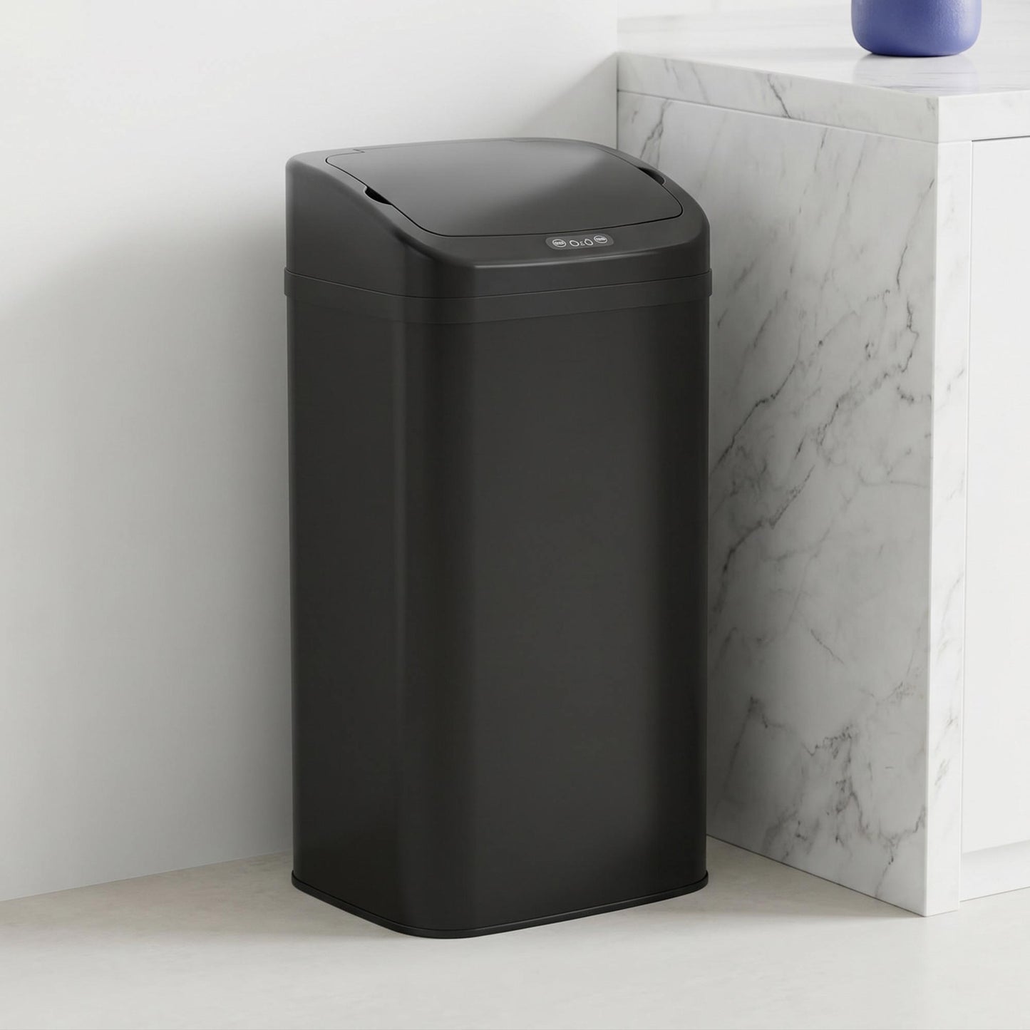 HOMCOM 48L Galvanised Steel Sensor Bin - Black