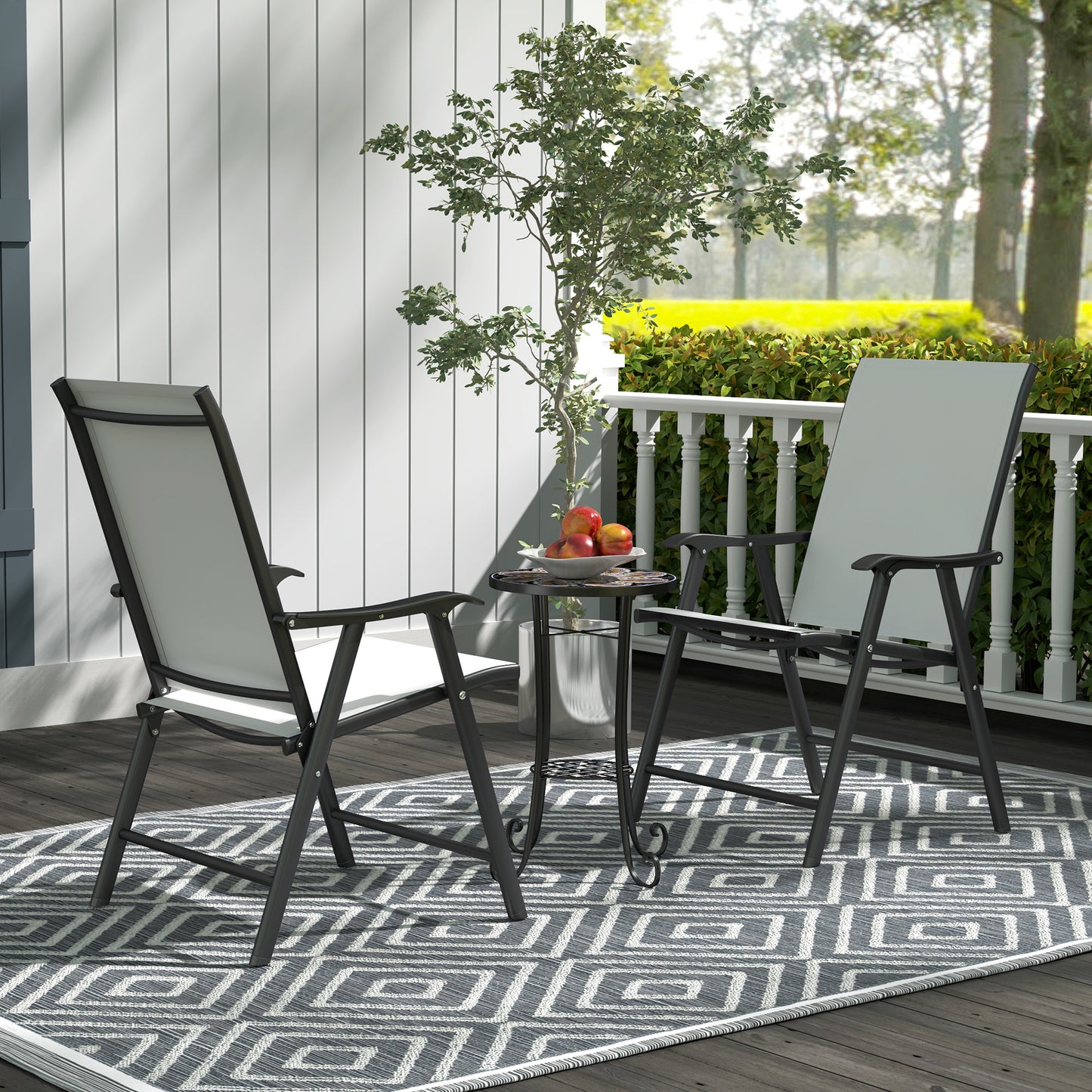 Outsunny Mosaic Garden Table, 35.5 cm Round Outdoor Ceramic Tile Top, Patio/Balcony End Table, Orange