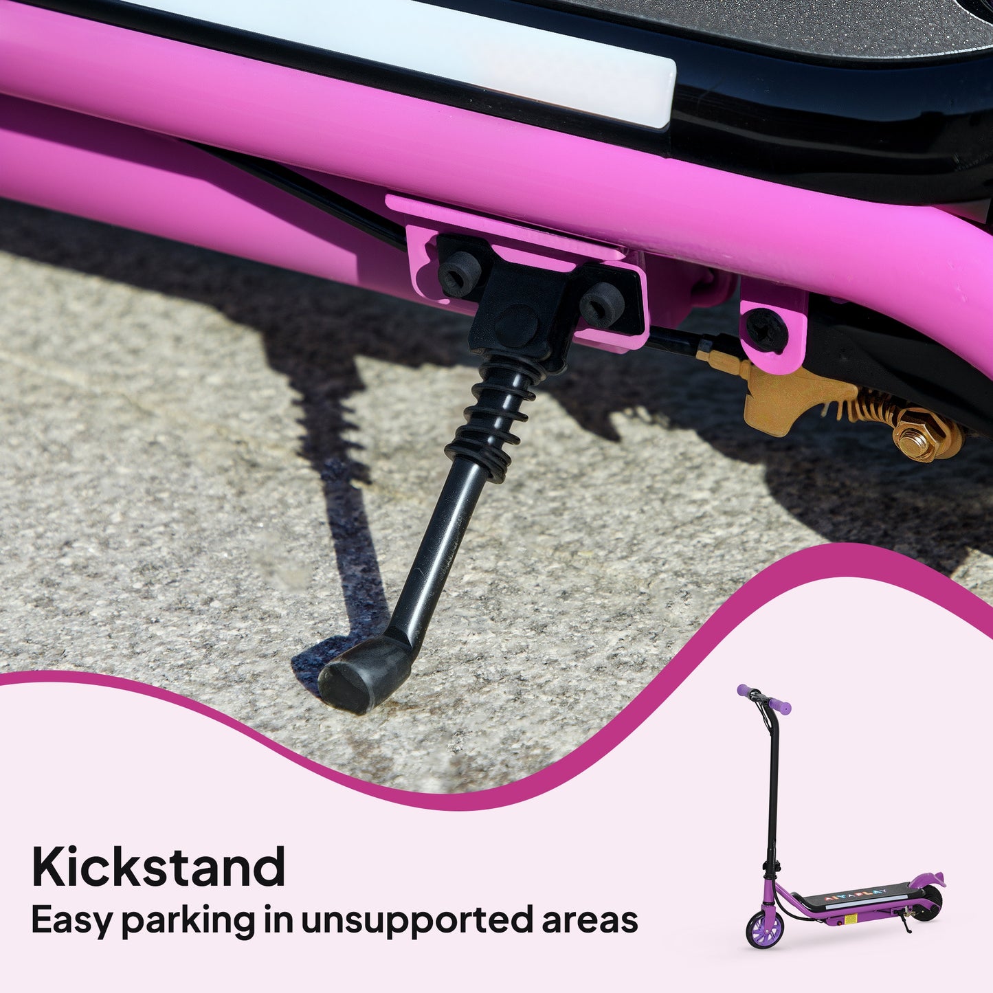 AIYAPLAY Electric Scooter for Kids 6-14, Dual Brakes, Flash Wheel, Colorful Light, Up to 12 KM/H & 10 KM, Purple