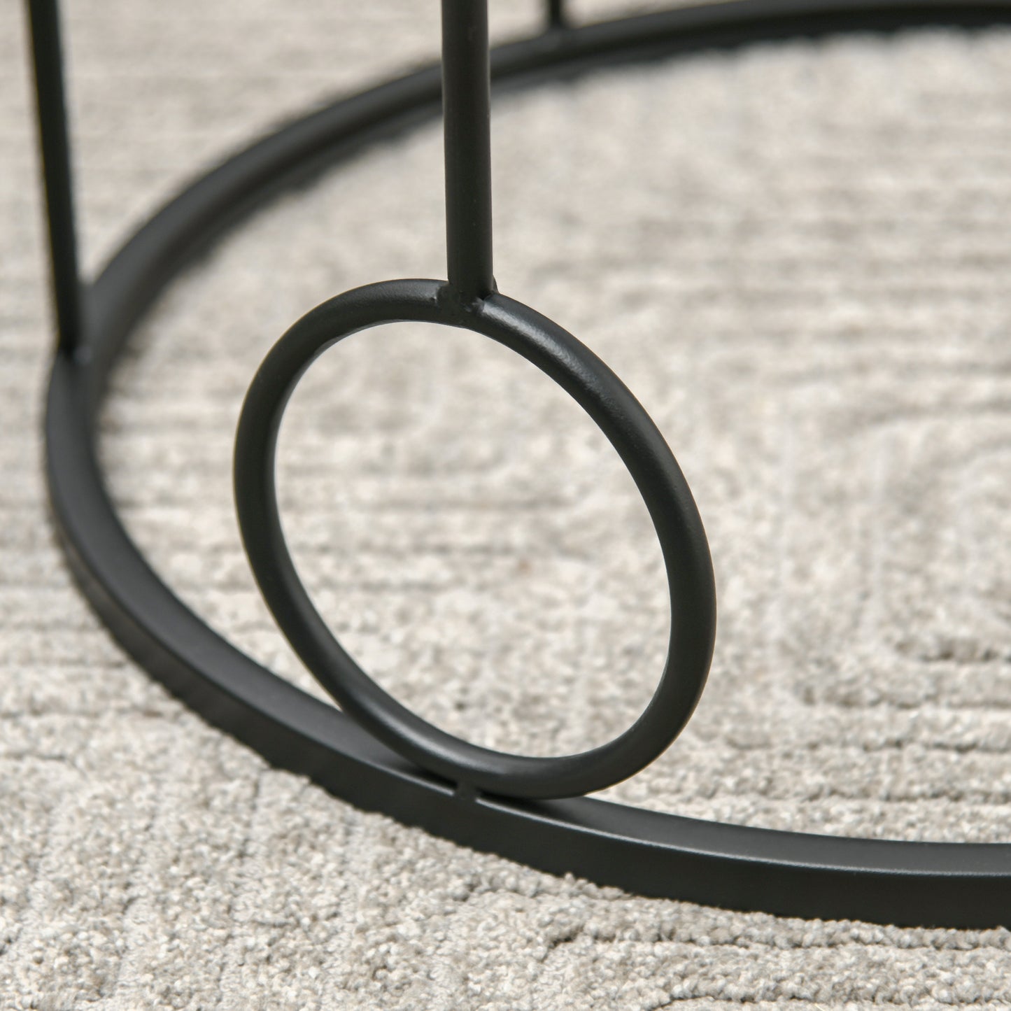 HOMCOM Nesting Round Coffee Table Set of 2 - Black