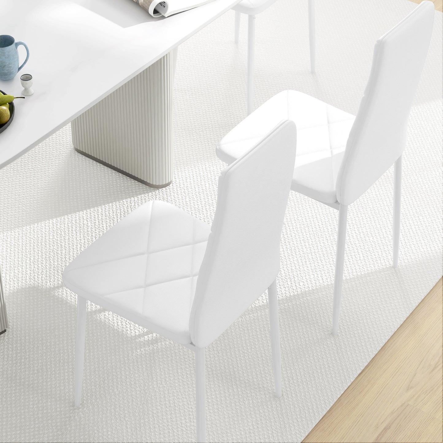 HOMCOM Faux Leather Dining Chairs Set of 6 - White