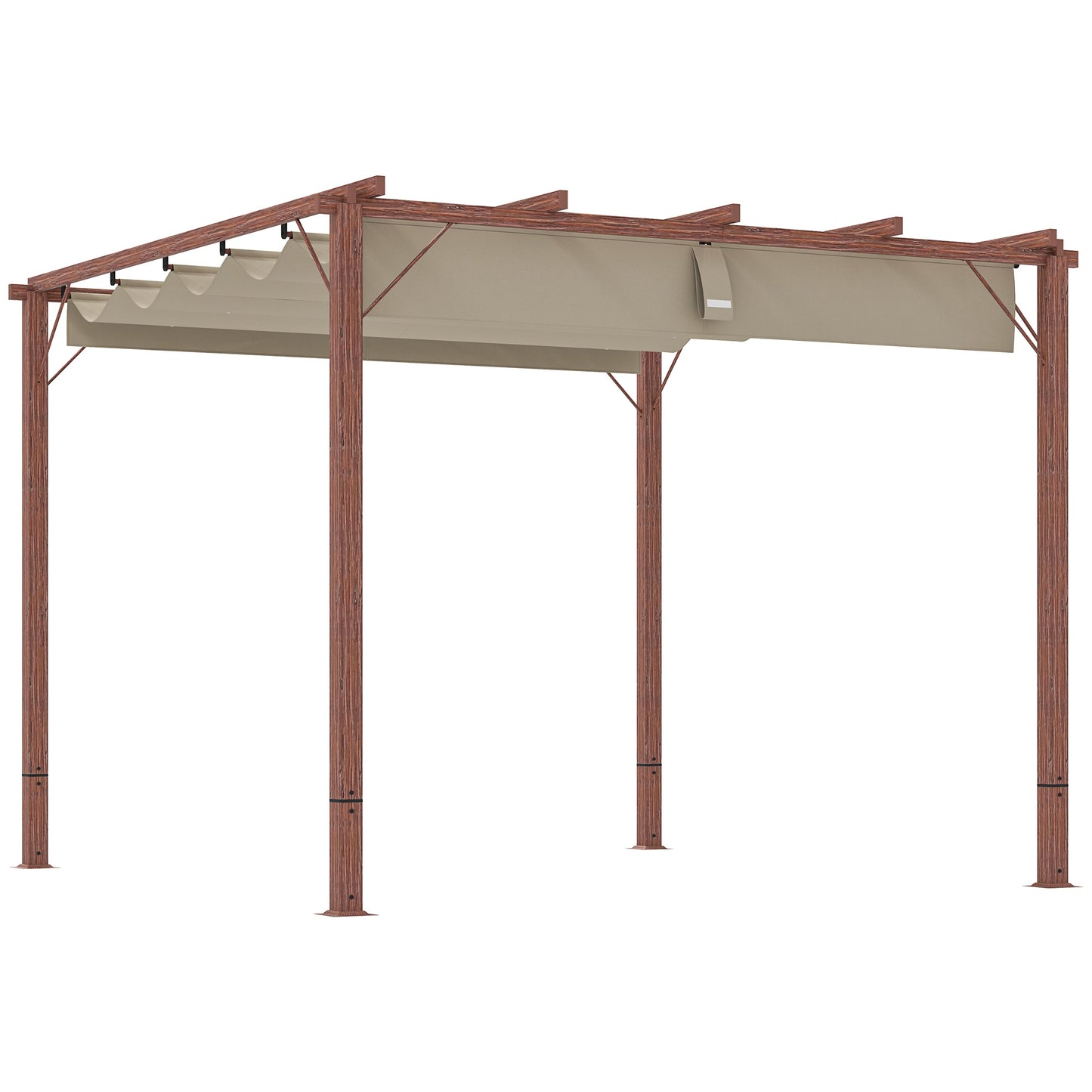 Outsunny 3 x 3 m Retractable Roof Pergola - Natural Wood Finish