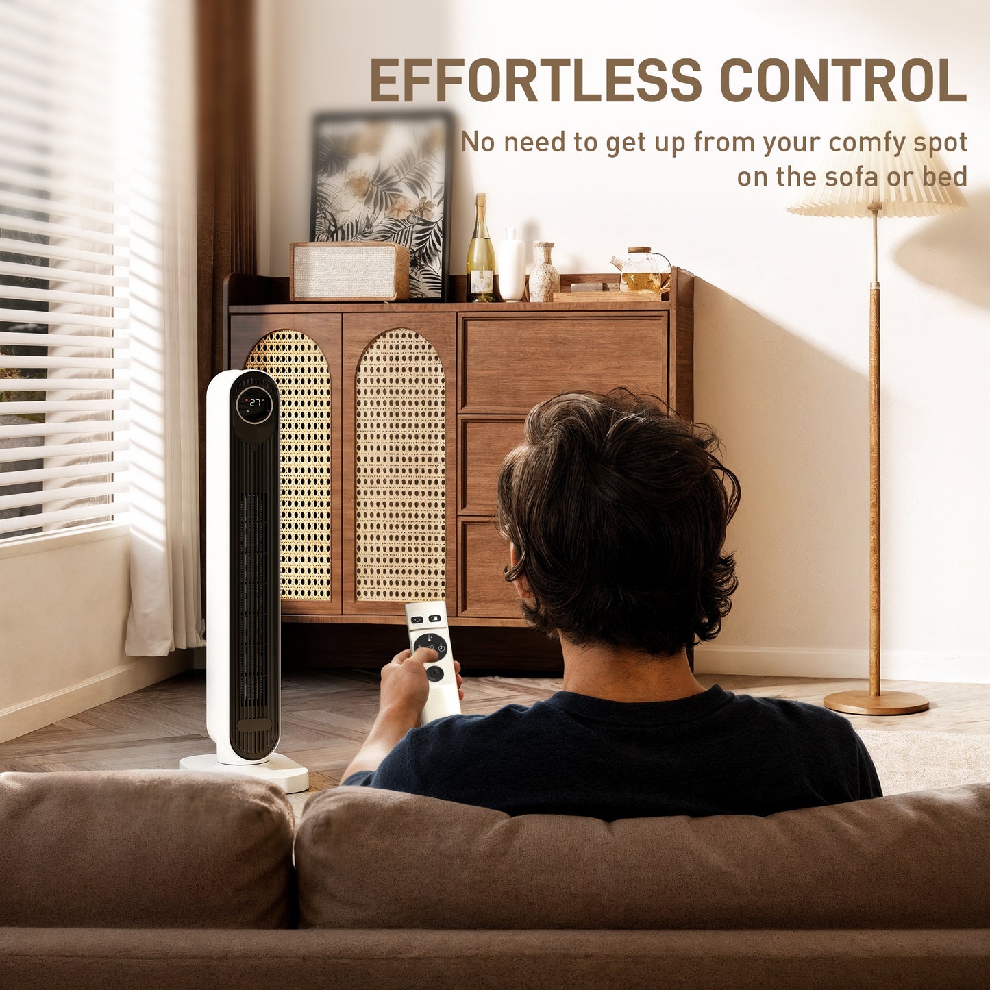 HOMCOM 2000W Ceramic Electric Heater with Fan, Timer, Oscillation - White