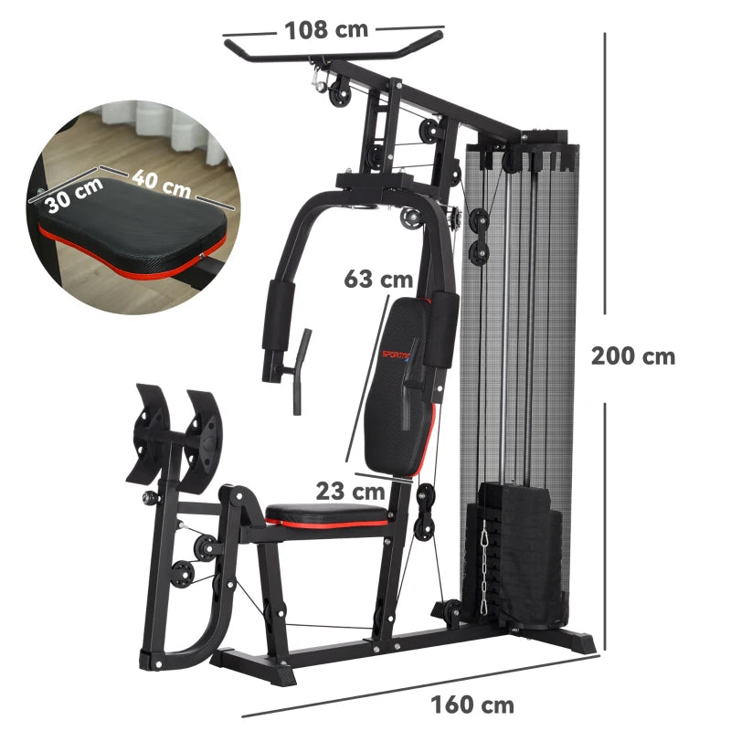 SPORTNOW Weights Machine, Multi Gym with 45kg Weight Stack, Compact Home Gym Leg Press Machine for Full Body Training