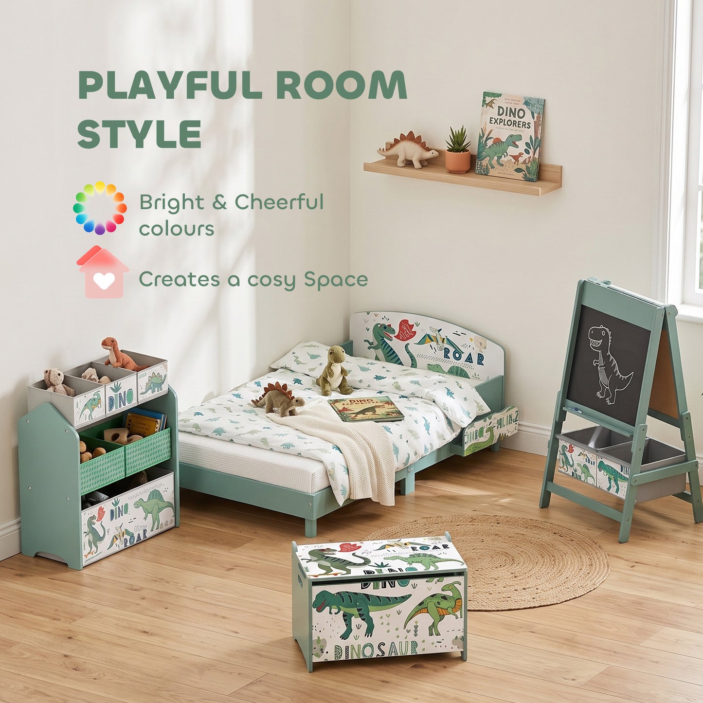 AIYAPLAY Storage Chest, Wooden Toy Chest with Lid, Flip-Top, Security Hinges and Anti-Pinch Design for Kids, Green