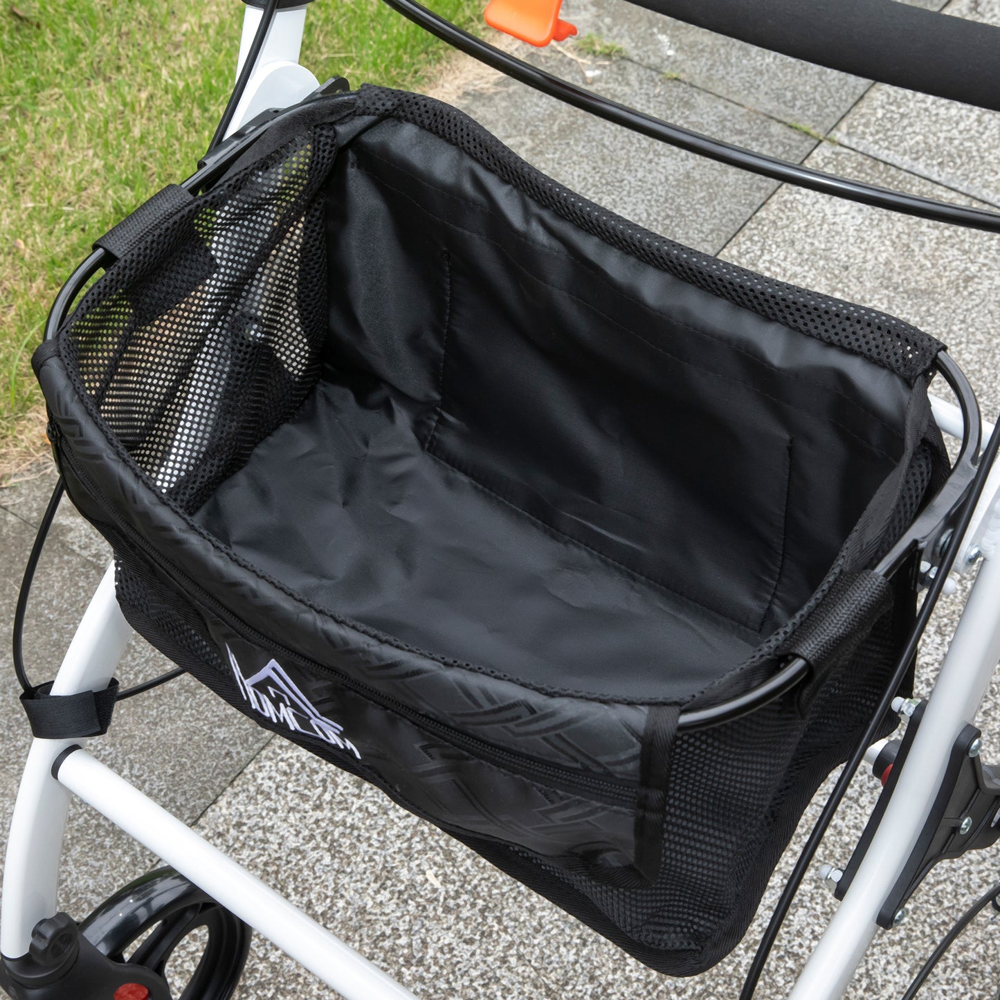 HOMCOM Upright Rollator Walker with Seat, Tray, Storage Bag, 4 Wheels, White