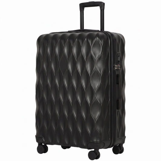 HOMCOM 28Inch Suitcase, ABS Hard Shell Checked Luggage with TSA Lock, Spinner Wheels, Telescopic Handle, Black