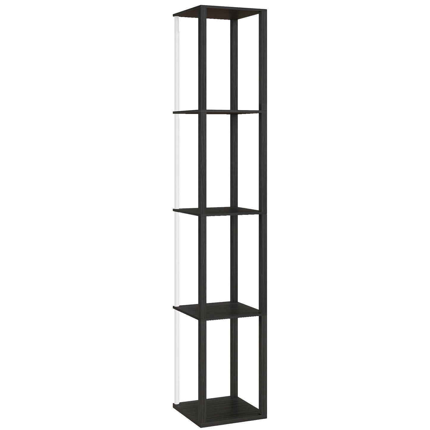 HOMCOM RGB LED Floor Lamp with Shelves, Modern Dimmable Standing Lamp, Remote Control, Adjustable Brightness & Speed, Black