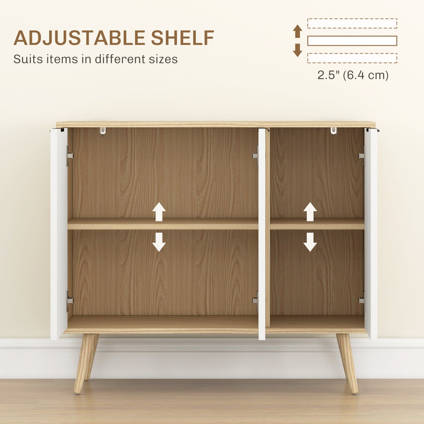 HOMCOM Modern Sideboard and Buffet, Dining Room Cabinet with Adjustable Shelves and 3 Doors, White