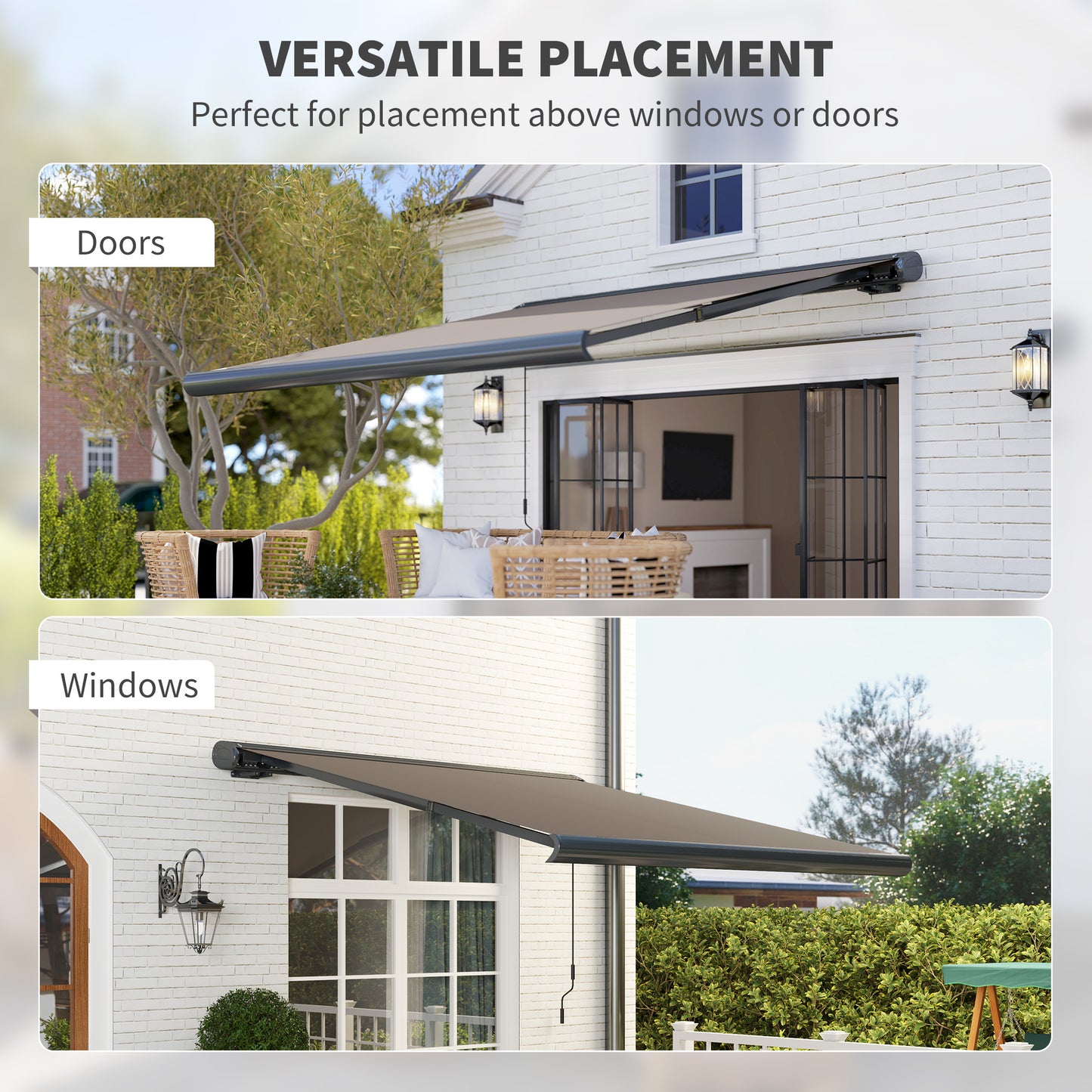 Outsunny 3x2.5m Electric Awning with Remote, Aluminium Frame, UV50+ Sun Shade for Garden Patio, Light Grey