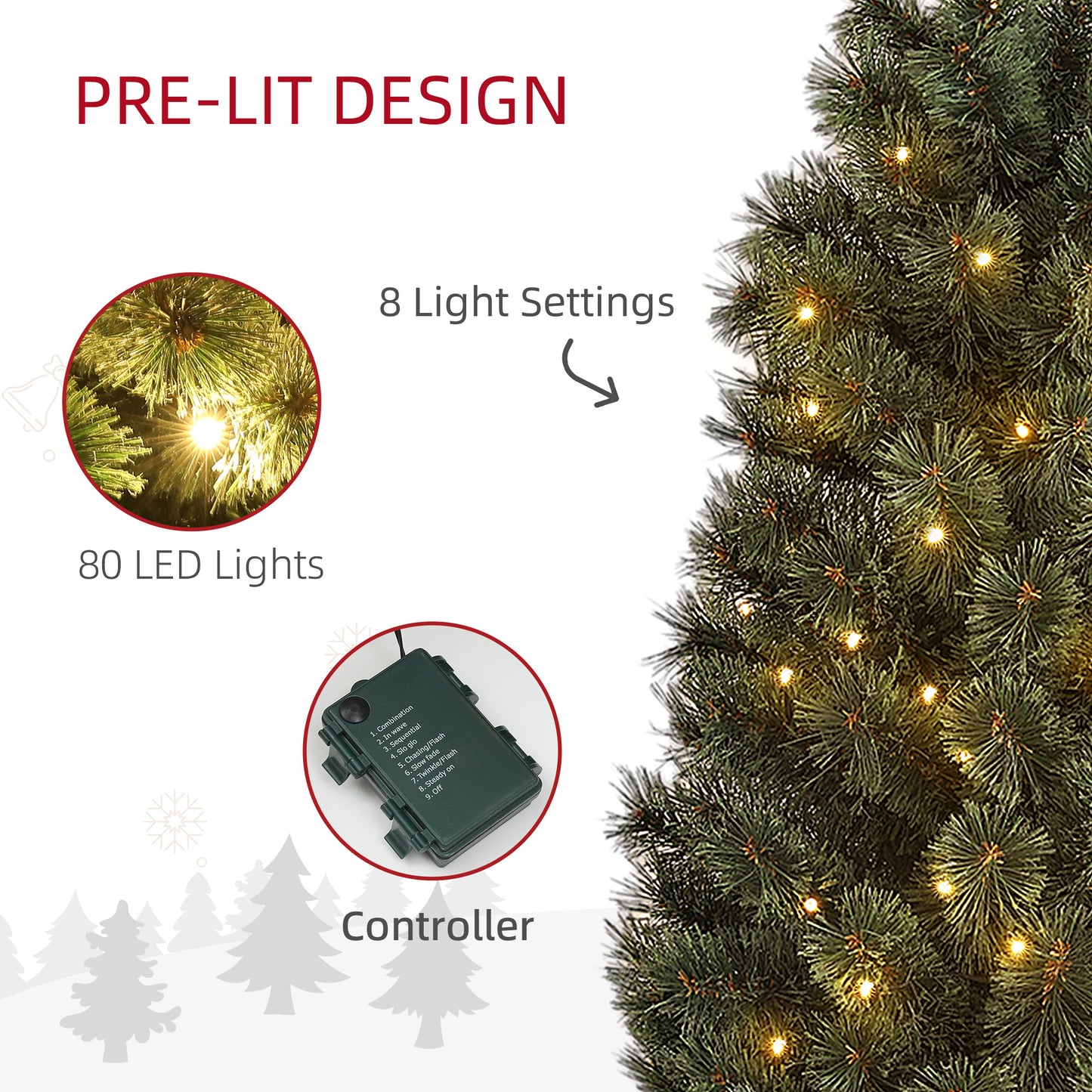 HOMCOM 4ft Artificial Christmas Tree with 80 Warm White LED Lights