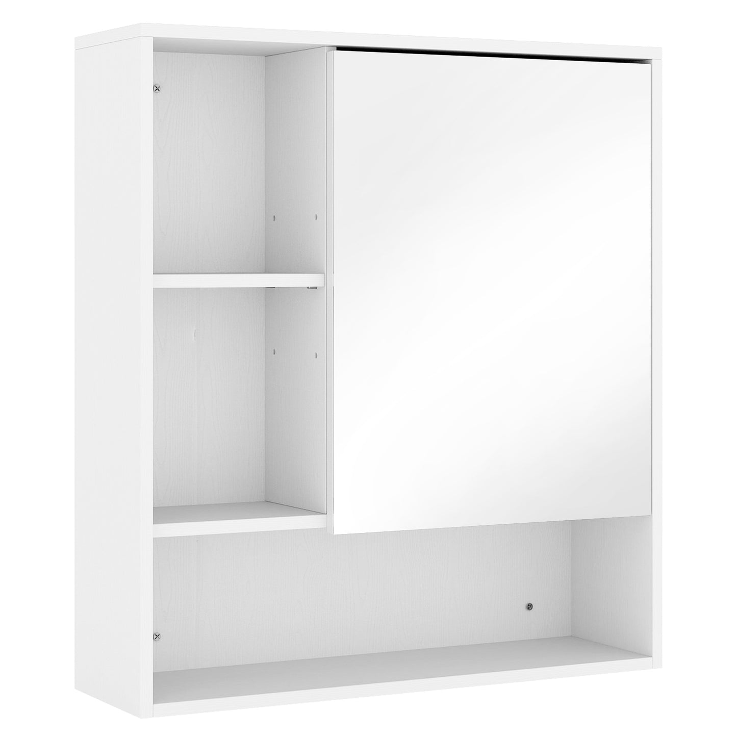 HOMCOM Bathroom Mirror Cabinet, Wall-Mounted Bathroom Cabinet with Mirror Door, Adjustable Shelves, White