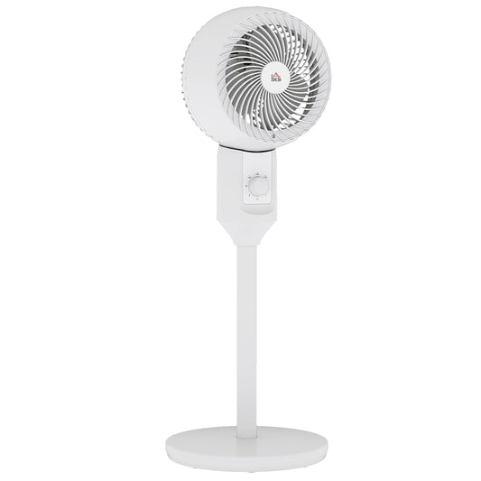 HOMCOM 9'' Air Circulator Fan, 3 Speed, 70° Oscillation, 90° Tilt, Handle, Pedestal Fan, White