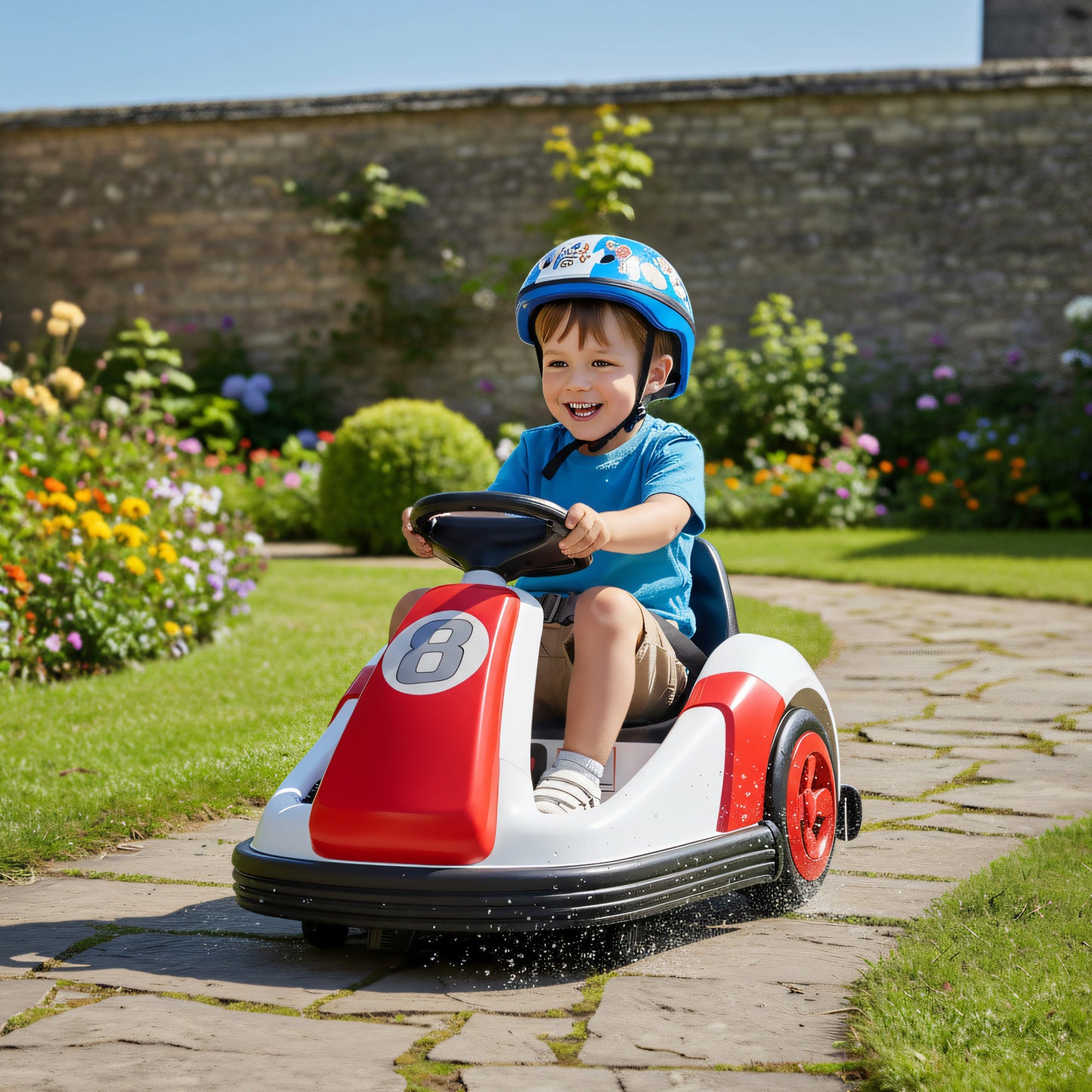 AIYAPLAY Kids Bumper Car with 360-Degree Rotation, 6V Electric Ride On Car with Music and Horn for 3-8 Years Old, Red