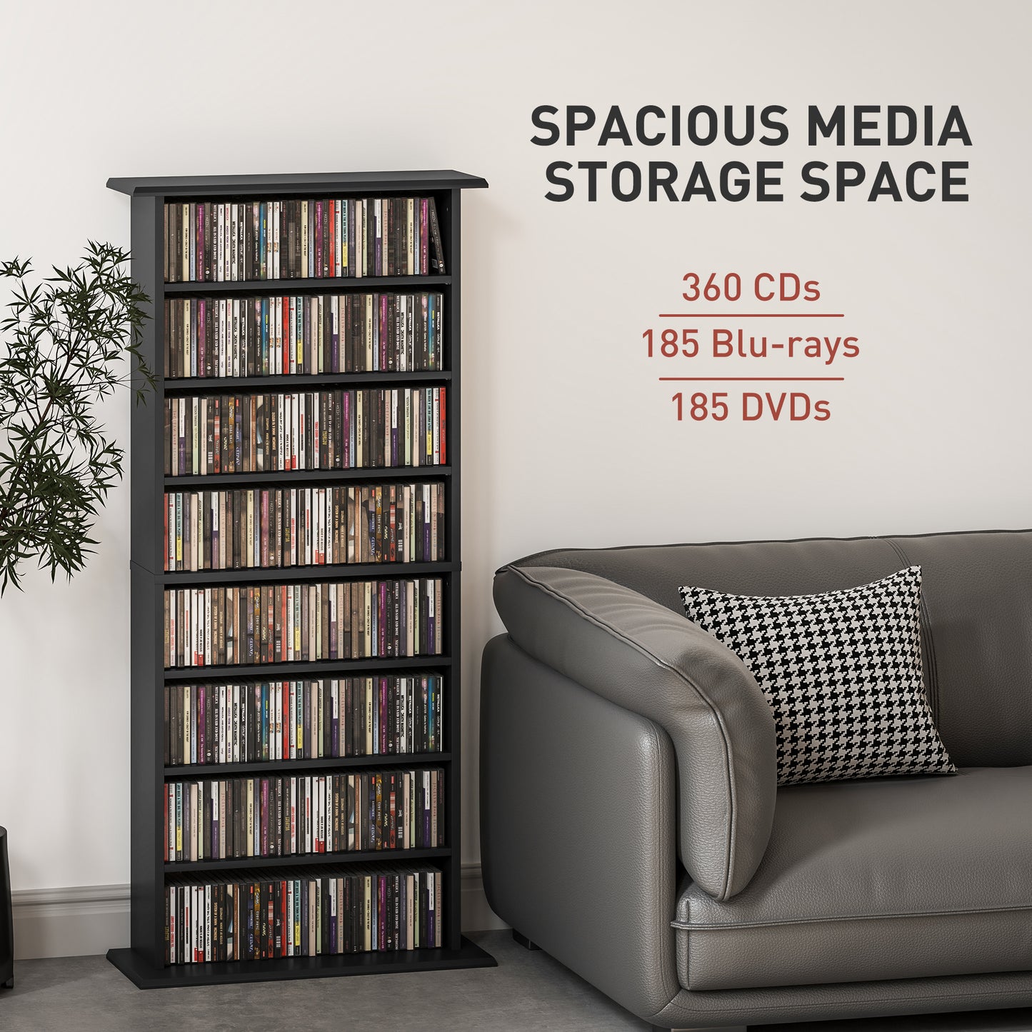 HOMCOM 360 CD/185 DVD/185 Blu-ray Storage Unit - Black