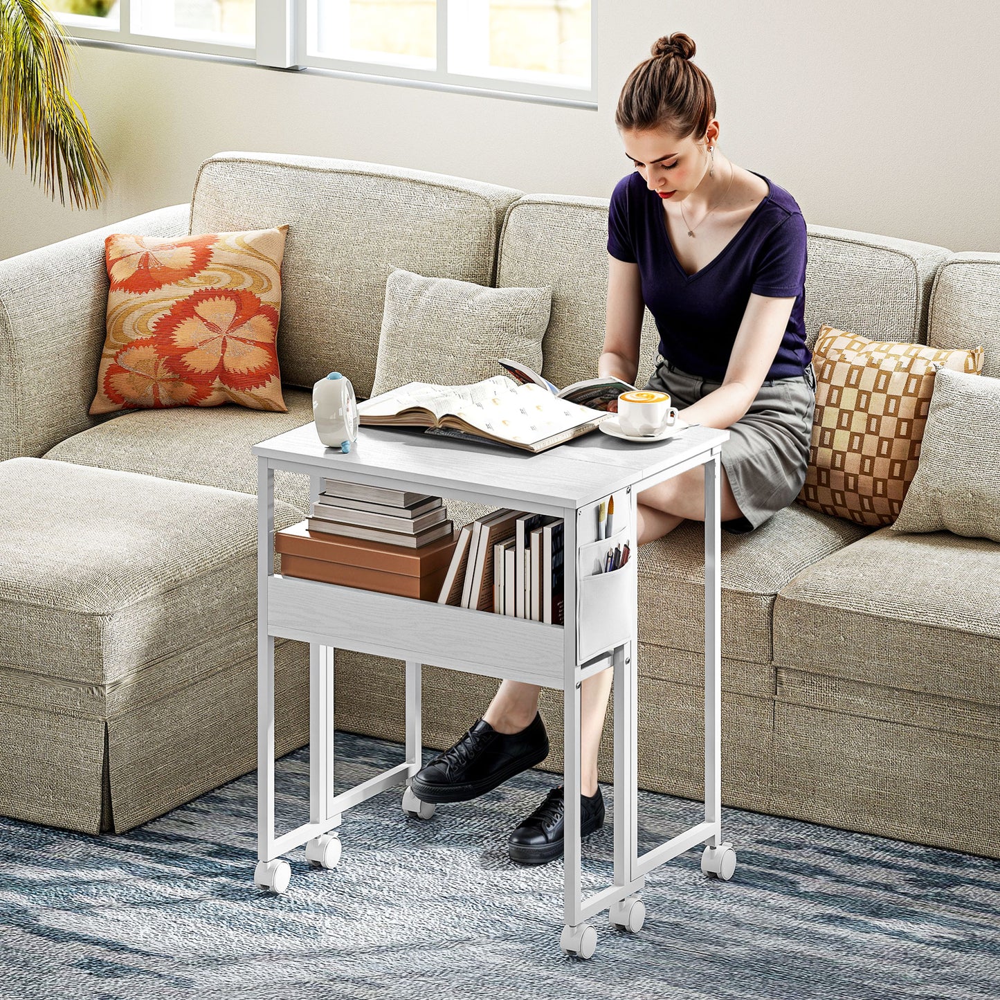 HOMCOM 63 cm Drop Leaf Writing Work Desk - White