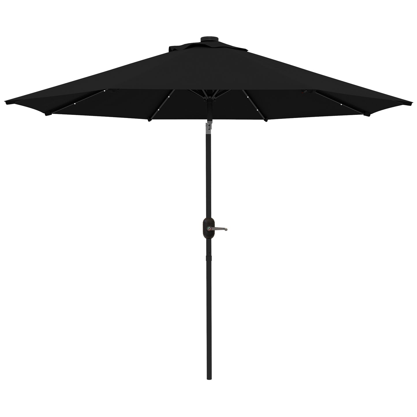 Outsunny 2.7m Outdoor Patio Garden Umbrella Parasol with Tilt Crank and 24 LEDs Lights Black