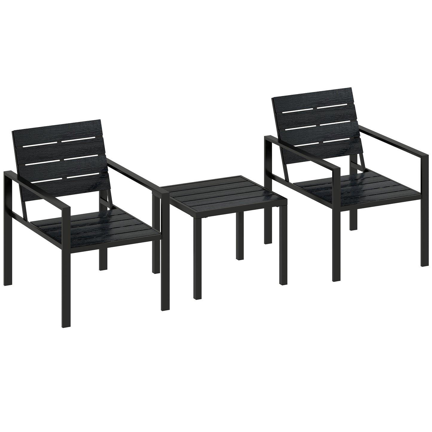 Outsunny 3 Pieces Garden Bistro Set for 2, Outdoor Bistro Table and Chairs with Metal Frame