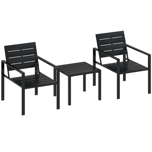 Outsunny 3 Pieces Garden Bistro Set for 2, Outdoor Bistro Table and Chairs with Metal Frame