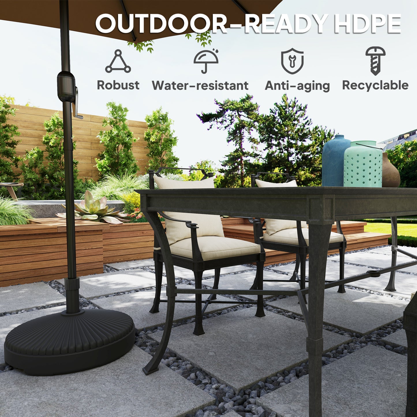 Outsunny Garden Parasol Base Holder, 28kg Sand Filled, 23kg Water Filled, Sun Umbrella Base, Ø55 x 30H cm Black