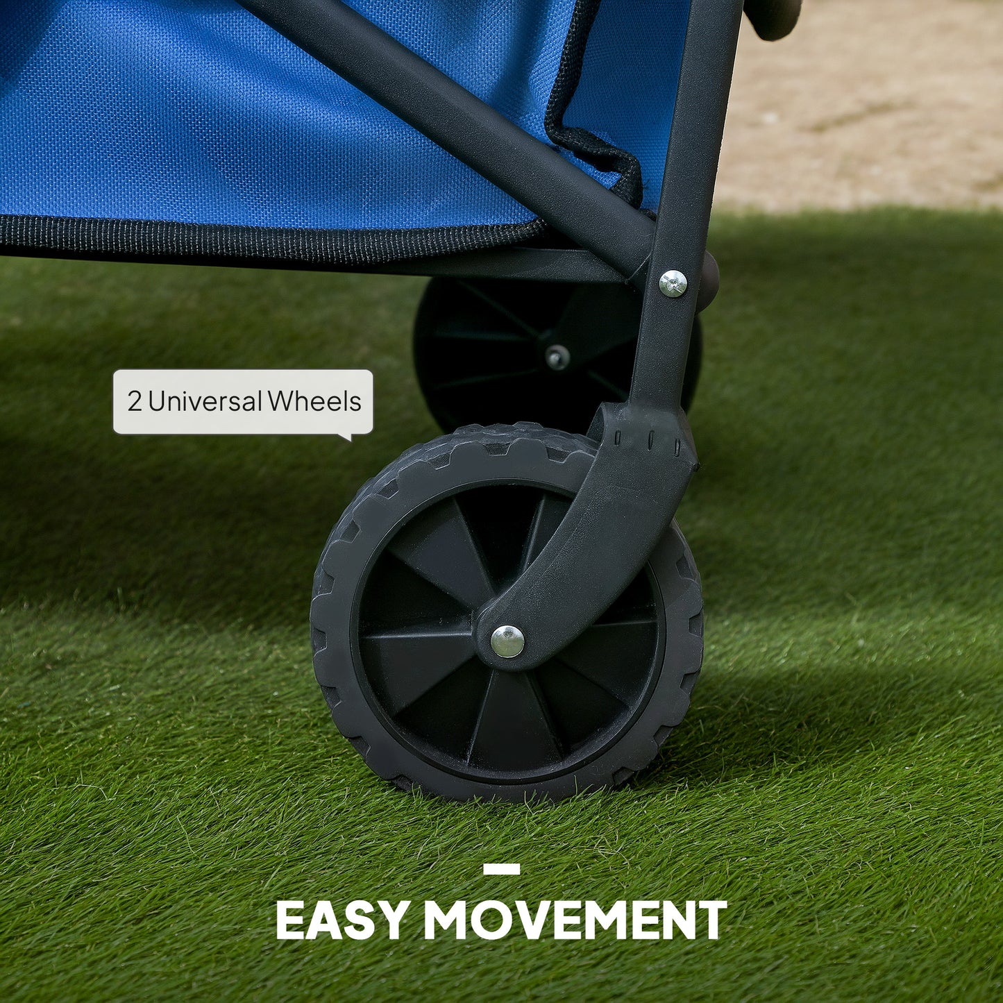 Outsunny 62L Festival Trolley, Garden Folding Cart, 120kg Heavy Duty Collapsible Wagon, Adjustable Handle, Carrying Bag, Blue