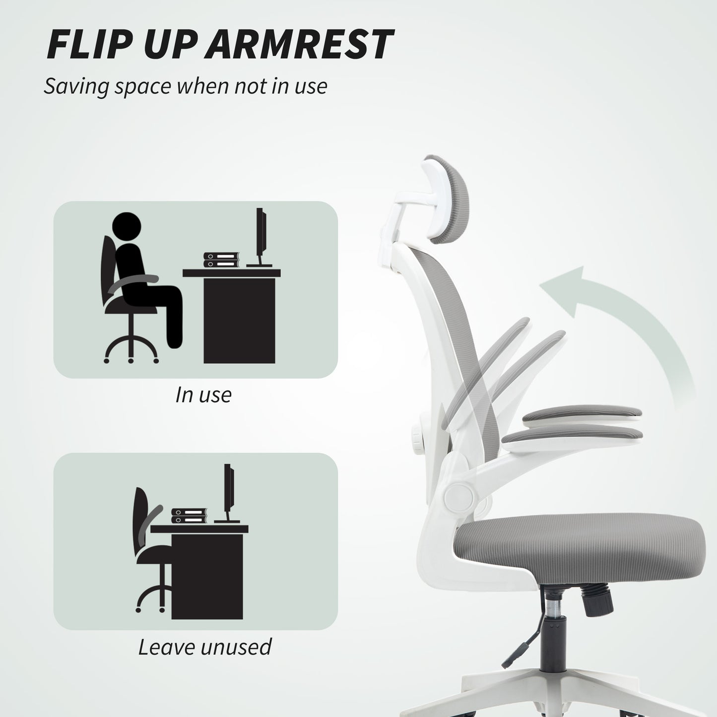 HOMCOM Executive Office Chair, High Back, Adjustable Lumbar Support, Grey