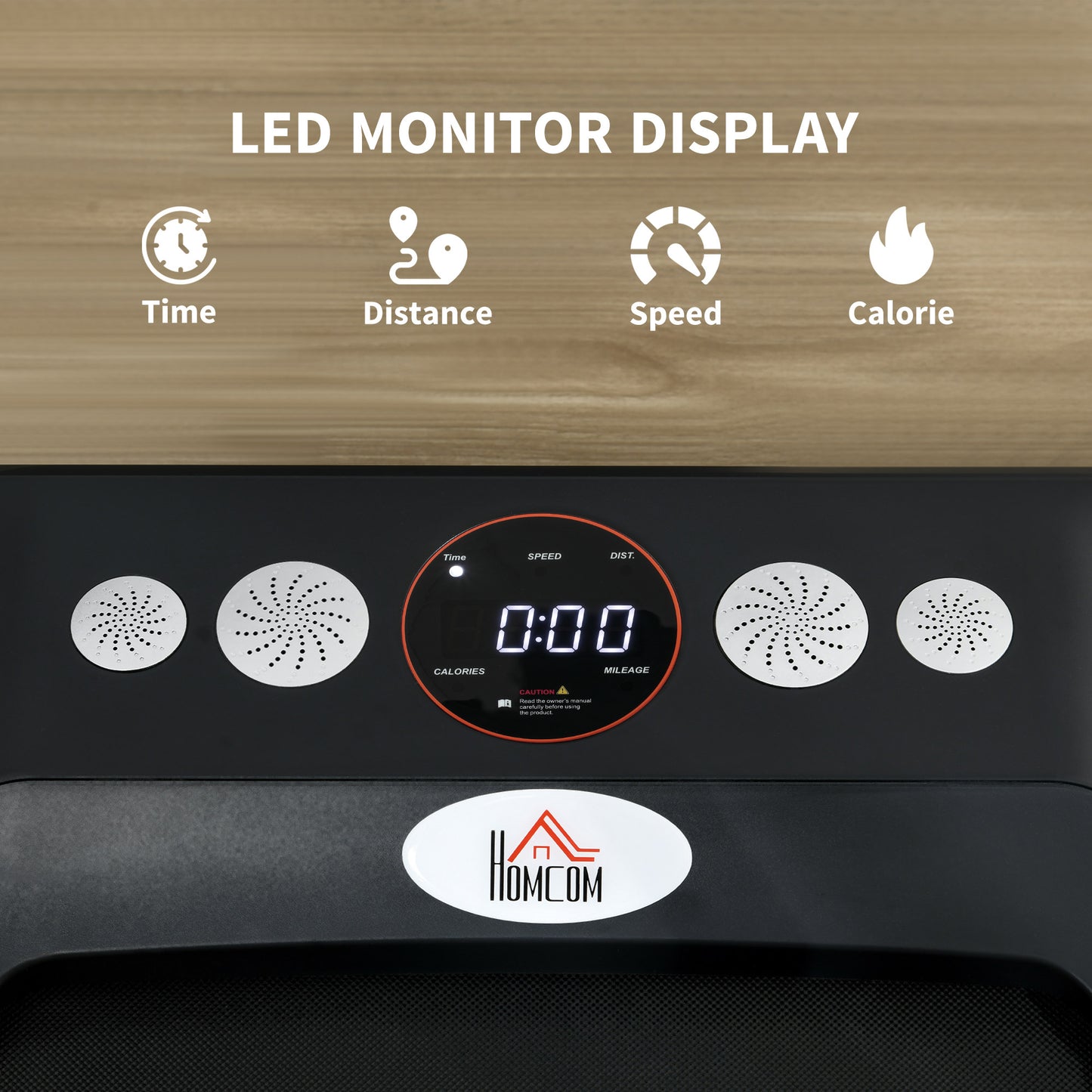 HOMCOM Foldable Walking Treadmill, with LED Display and Wheels, for Home, Office, Gym, Blue