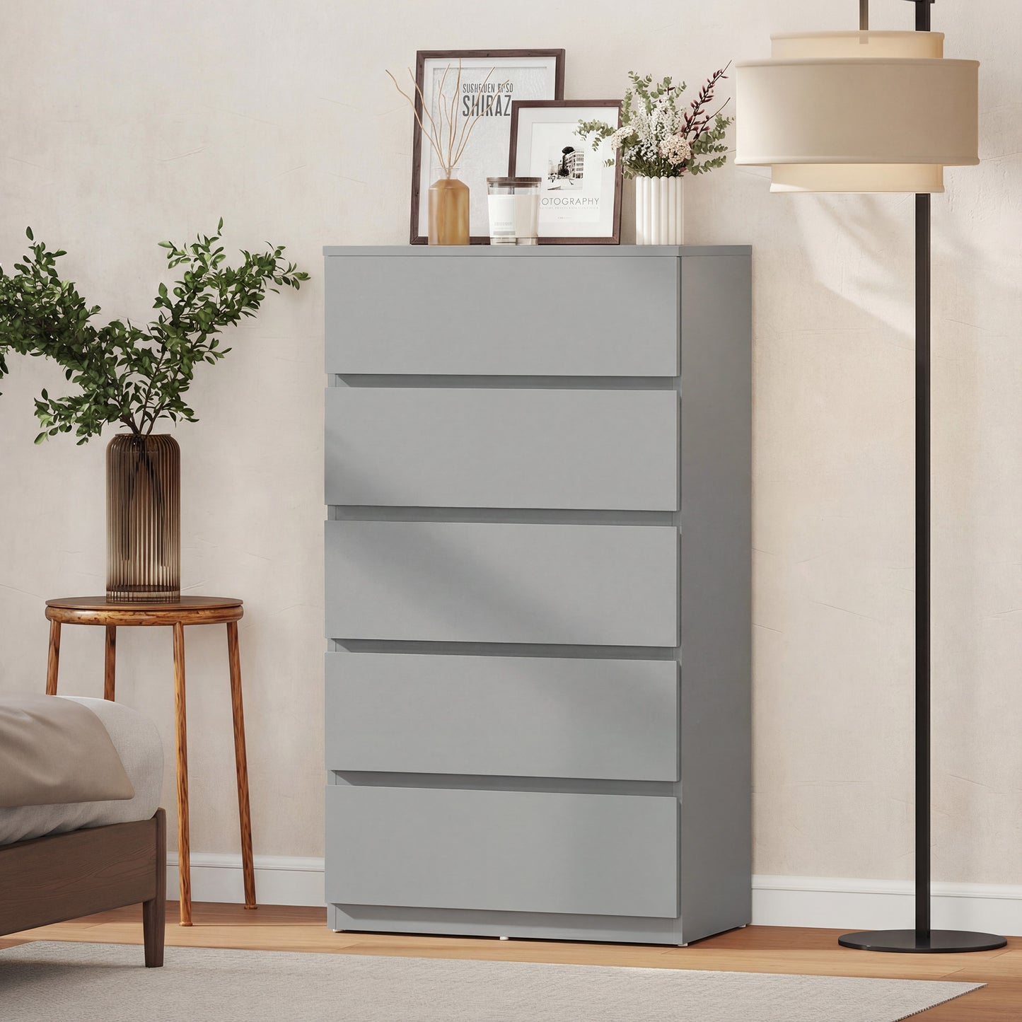 HOMCOM Chest of Drawers, 5-Drawer Storage Cabinets, Modern Dresser, Storage Drawer for Bedroom