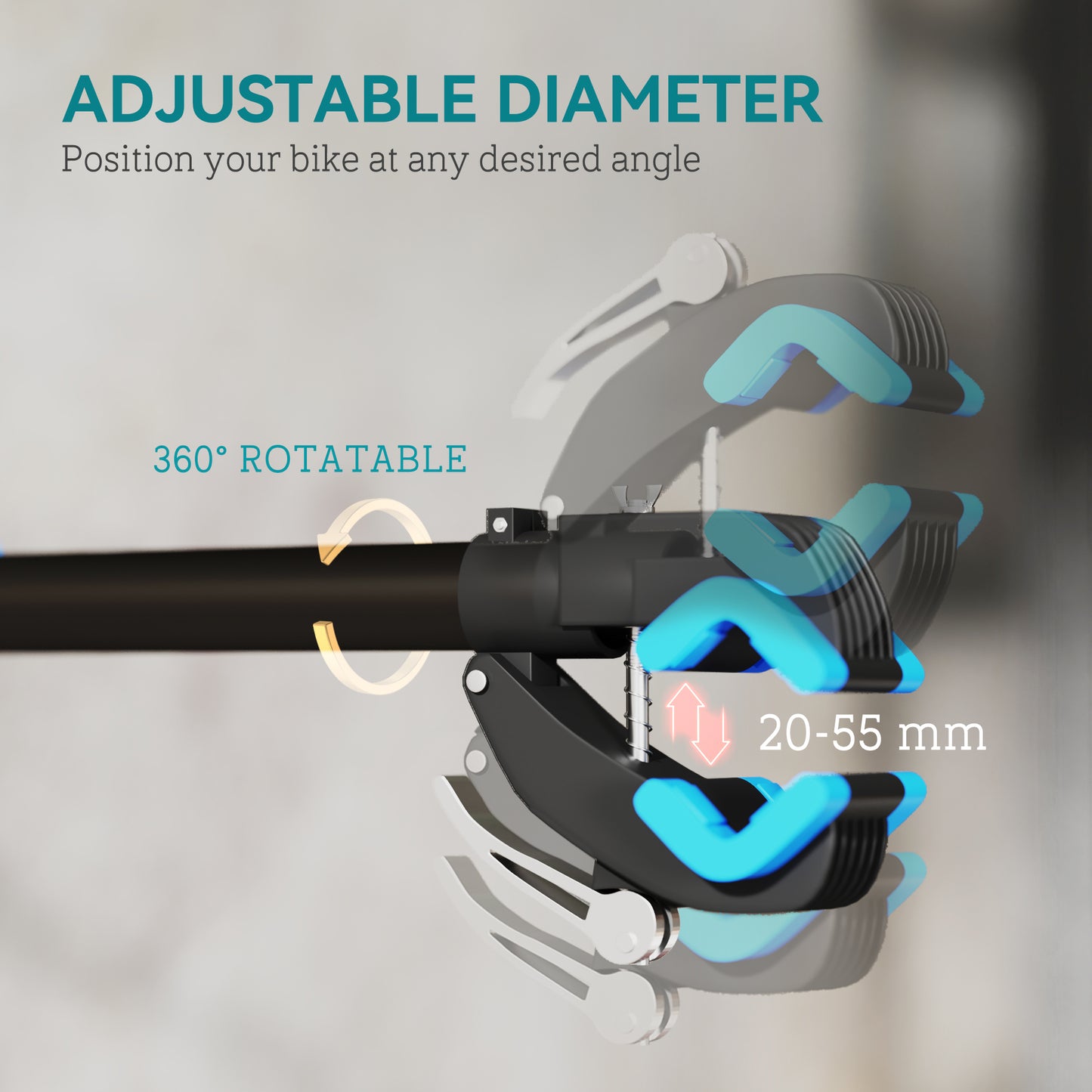 HOMCOM Bike Repair Stand, Wall Mount Rack with Adjustable Clamp for Road & Mountain Bikes, Home Garage Use