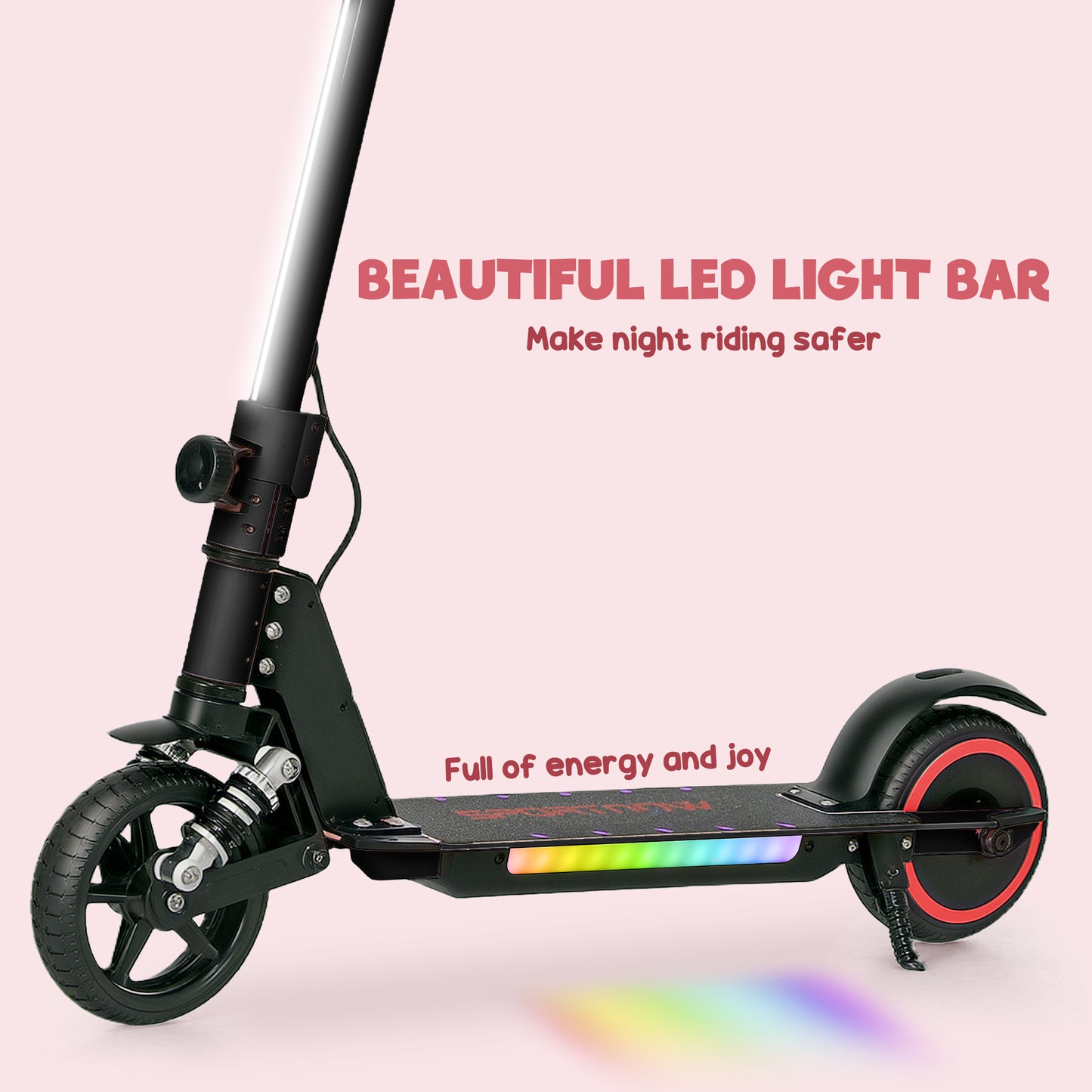 SPORTNOW Folding Electric Scooter for Kids 6-14, Dual Brakes, Suspension, LED Lights, 6.8kg, 14 KM/H, Black