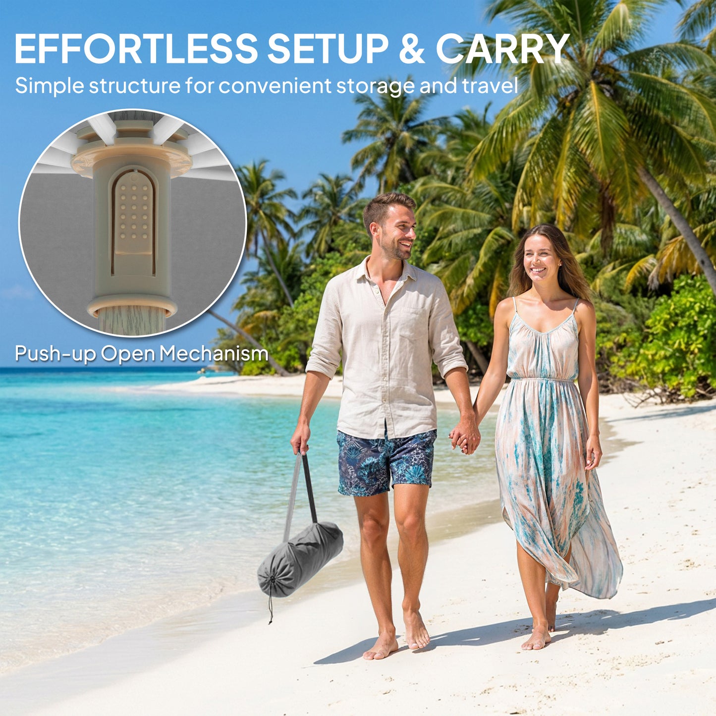Outsunny 1.7 m Beach Umbrella with Sand Anchor, 30° Tilting Beach Garden Parasol with Adjustable Height, Grey